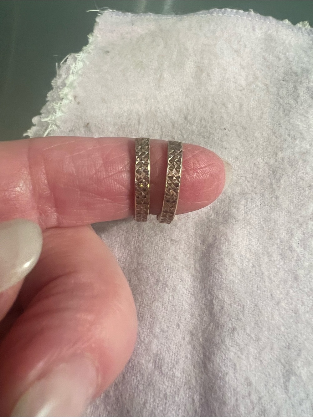 Rose Gold Over Sterling Silver reversible, huggy style hoop earrings